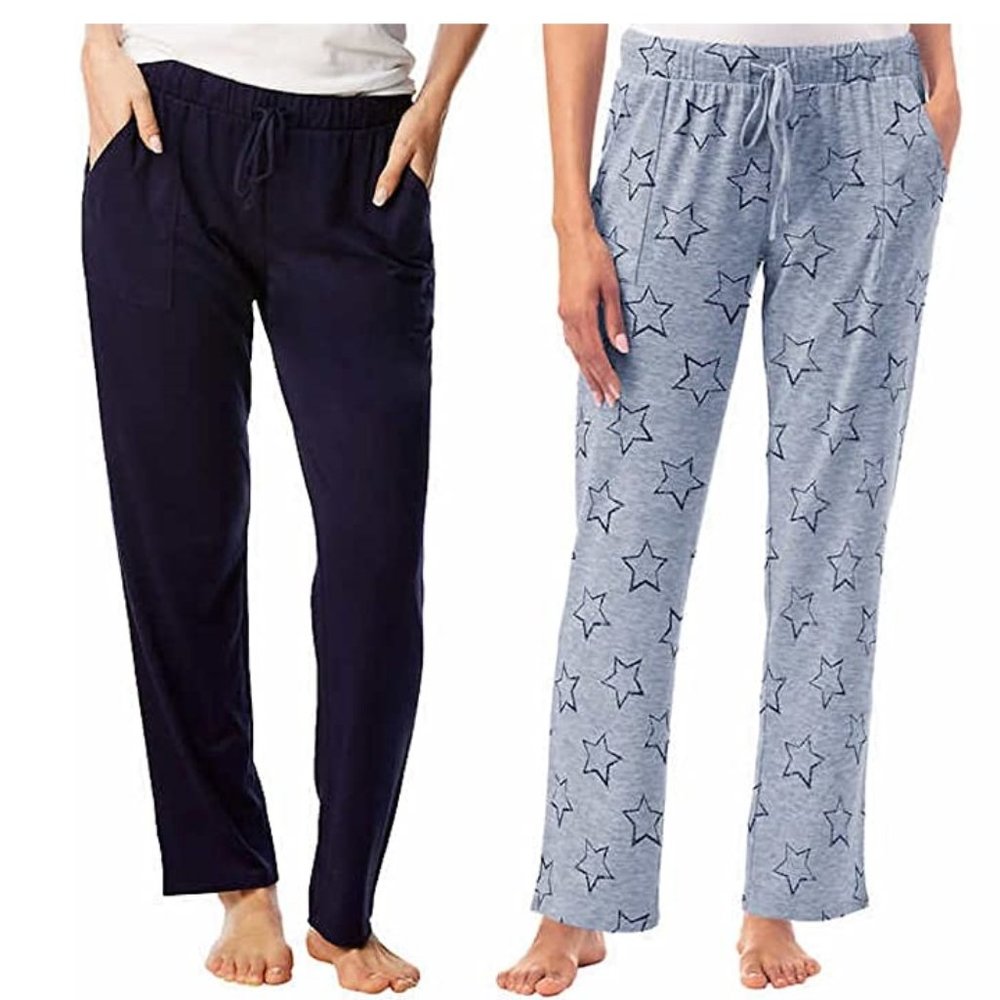 NWT Lucky Brand Women's 2 Piece Sleep Pajajma Pants Blue/Blue Size M $80 2D236
